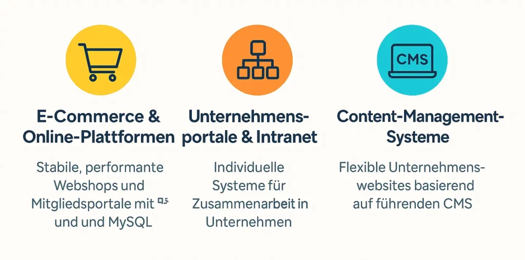 Einsatzgebiete von unserer PHP-Agentur